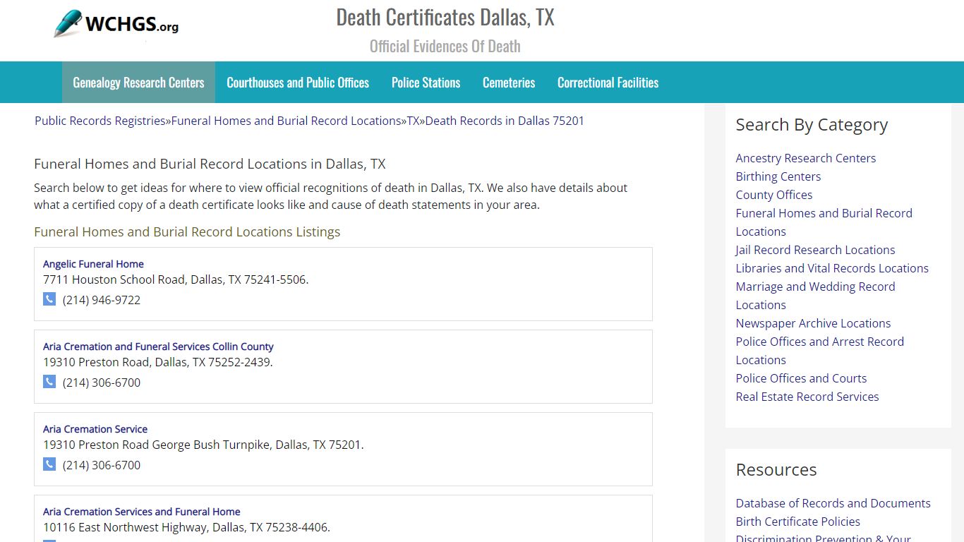 Death Certificates Dallas, TX - Official Evidences Of Death